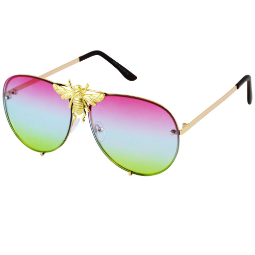 fashion sunglasses, bee sunglasses, rainbow lens, gold frame, fashion sunglasses, statement sunglasses, festival sunglasses, womens sunglasses, mens sunglasses, unisex sunglasses, sun glasses, designer inspired, trendy sunglasses, novelty sunglasses