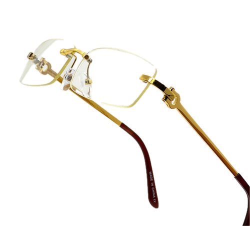 Men's Elegant Sophisticated Square Gold Rimless Frame Clear Lens Eye Glasses NEW  Migos Men Metal Buffs Design  Gafas Lentes