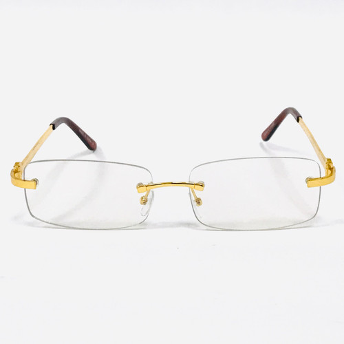 Men's Elegant Sophisticated Square Gold Rimless Frame Clear Lens Eye Glasses NEW  Migos Men Metal Buffs Design  Gafas Lentes