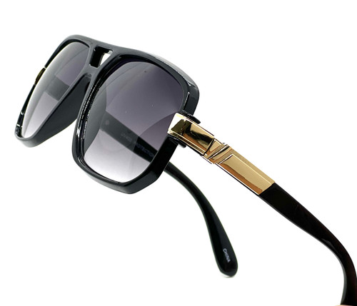 Men Designer Black Lens Sunglasses Hip Hop Shades Aviator Gold Frame Classic Square Style Grandmaster Celebrity Model Gafas Lentes Para Mujer