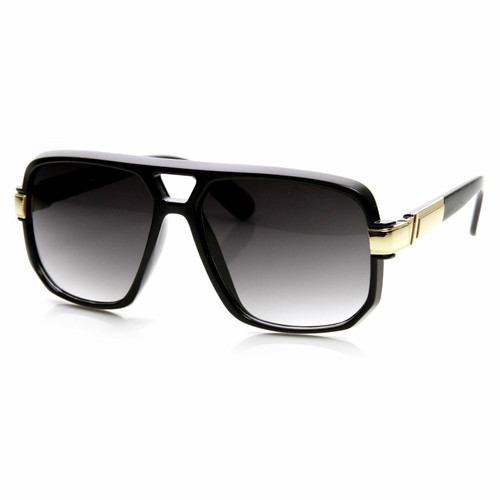 Men Designer Black Lens Sunglasses Hip Hop Shades Aviator Gold Frame Classic Square Style Grandmaster Celebrity Model Gafas Lentes Para Mujer
