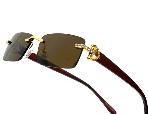 Men's Sunglasses Designer Hip Hop Quavo Migos  Rimless Square Frame  Diamond