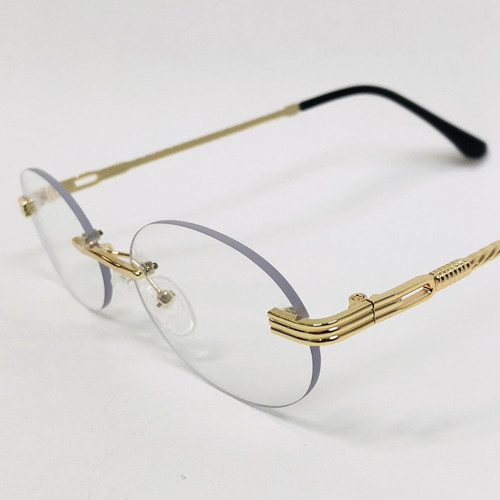 Men's Sunglasses Gold Frame Rimless Hip Hop Style  Oval  Small Quevo