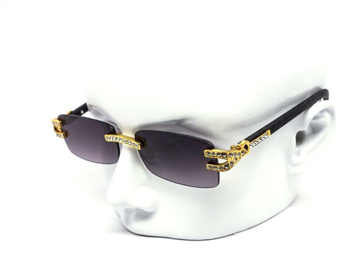 Men's Sunglasses Designer Hip Hop Quavo Migos DIAMOND Rimless Square Frame Clear Lens New Rhine Stone