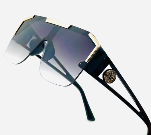 shield sunglasses, flat top sunglasses, square sunglasses, oversized sunglasses, fashion sunglasses, designer sunglasses, statement sunglasses, sun glasses, women's sunglasses, trendy sunglasses, black sunglasses, gold sunglasses, modern sunglasses