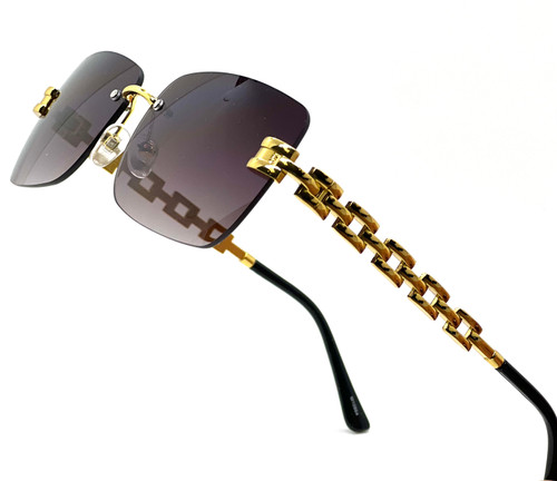 rimless sunglasses, men's sunglasses, square sunglasses, fashion sunglasses, silver chain sunglasses, designer sunglasses, stylish sunglasses, men's accessories, sun protection, eyewear, summer fashion, modern sunglasses, trendy sunglasses