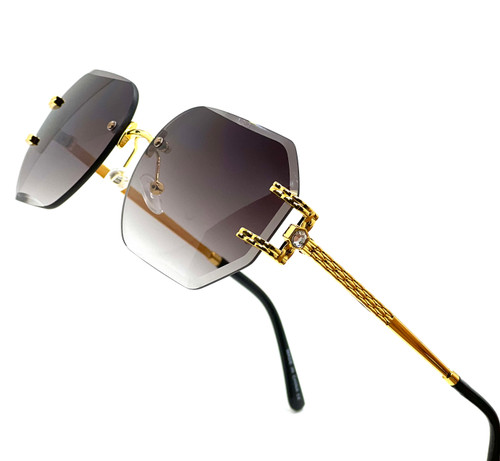 Men Women Sunglasses Diamond Cut Rimless Hip Hop