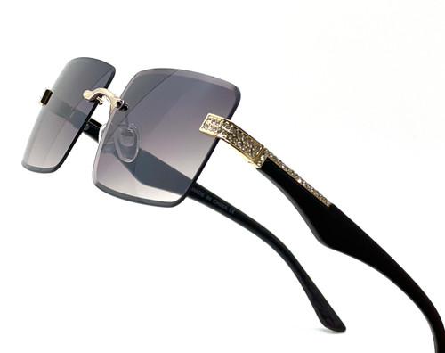 Fashion Sunglasses Square Shades Hip Hop Diamond Rapper Rimless Diamond Cut Shades