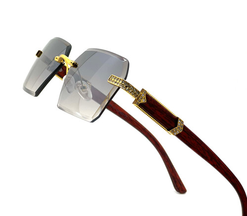 Sunglasses Hip Hop Shades Rimless Diamond Cut square
