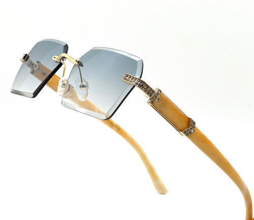 Sunglasses Hip Hop Shades Rimless Diamond Cut square