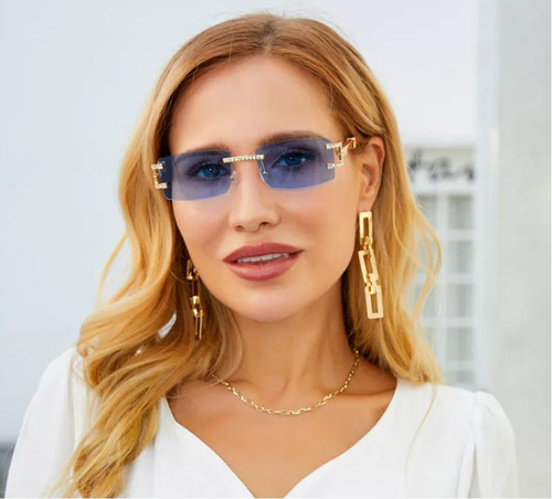 Diamond Sunglasses Men Women Square Shades NEW Eye Wear Diamond Gafas Lentes