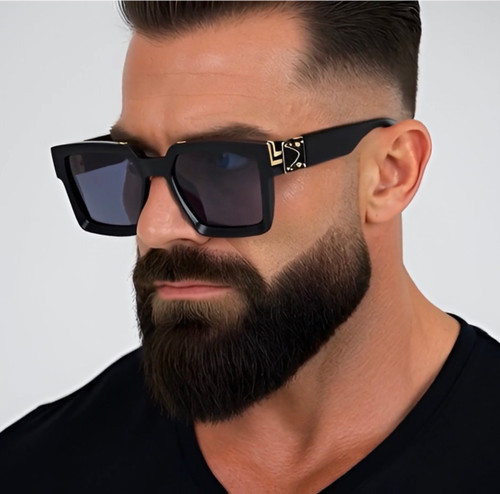 Hip Hop Fashion, Streetwear, Cyberpunk, Y2K, Retro Future, Steampunk, Bold Eyewear, Clear Frames, Gold Accents, Designer Inspired, Luxury Aesthetic, Statement Piece, Geometric Sunglasses