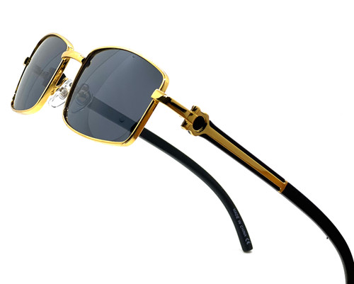 Vintage Mens Rectangle Retro Brown Gold Frame Elegant Fashion Hip Hop Sunglasses