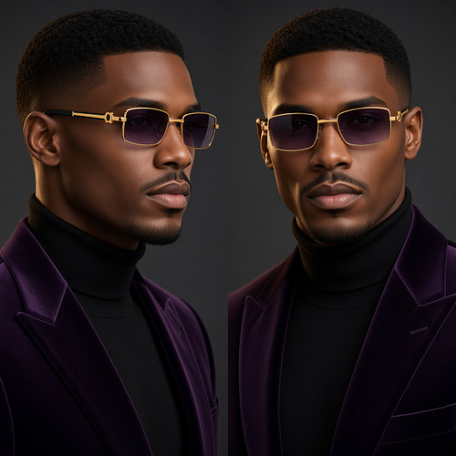 Men  Sunglasses Square Shades Hip Hop Gold