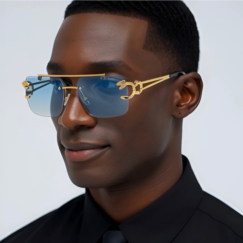 Rapper  Shades Frameless Sunglasses Fashion Designer Male Lentes Gafas Humbres Hip Hop Shades Elegant Rimless Gold Migos Quevo Rap
