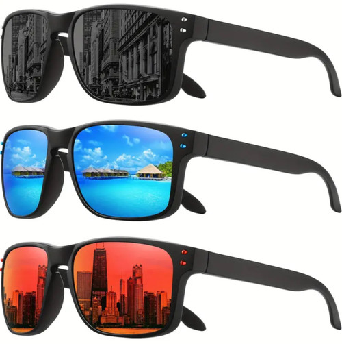 New Polarized Men Anti Glare Fishing Cycling Driving Sport Sunglasses Square