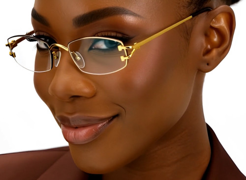 rimless sunglasses, gold frame sunglasses, rectangle sunglasses, fashion eyewear, women's sunglasses, designer sunglasses, luxury sunglasses, stylish sunglasses, modern sunglasses, gold eyewear, rimless eyewear, men accessories, sun protection