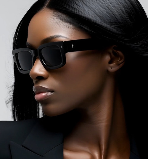 Men Women Sunglasses Black Small Retro Hip Hop Thick Square Frame Trendy Elegant fashion designer Wintage