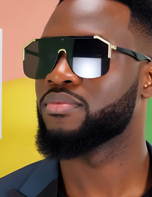 shield sunglasses, oversized sunglasses, fashion sunglasses, visor sunglasses, designer sunglasses, statement sunglasses, men's sunglasses, trendy sunglasses, modern sunglasses, gradient lenses, black sunglasses, gold sunglasses, sun protection