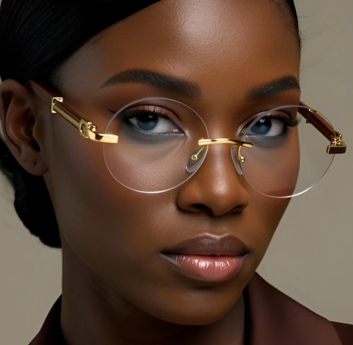 Fashion Gold Metal Frame Rimless Round Hip Hop Style Rapper Design Black Brown Lens Migos Buffs Rap Hip-hop Shades New Hot Sunglasses Gafs Lentes Para  Hombres