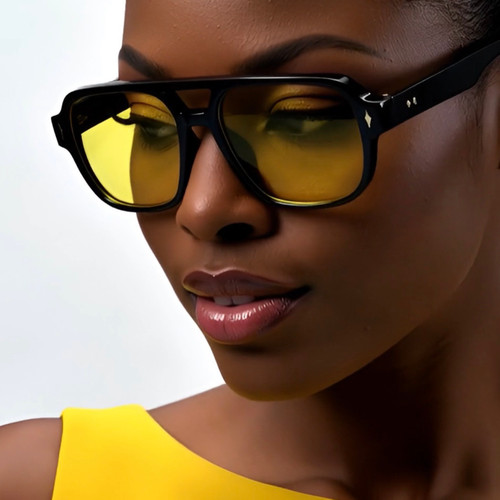 Keywords: aviator, square, double bridge, stylish, shades, womenwear, fashion, accessory, outdoor, driving, modern, bold