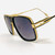 Square Gold Metal and Plastic Frame Miami Style Sunglasses