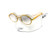 Hip Hop Glasses Shades Wood Temple Oval Shape Metal Gold Frame Diamond Bling