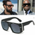 Oversize Plastic Thick Frame Aviator Square Metal Sunglasses Black Lens Glasses Shades Hip Hop Rapper