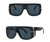 Oversize Plastic Thick Frame Aviator Square Metal Sunglasses Black Lens Glasses Shades Hip Hop Rapper