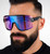 shield sunglasses, mirrored lens, sport sunglasses, cycling sunglasses, running sunglasses, driving sunglasses, red frame sunglasses, oversized sunglasses, statement sunglasses, men's sunglasses, outdoor sunglasses, fashion sunglasses, rainbow lens
