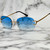 Rimless Men Sunglasses Diamond Cut Lens Hip Hop Rapper Migos Gold Frame Style Square Shades Classic Gafas Lentes