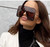 Women Designer Sunglasses Luxury Half Rim Single Lens Square Gold Big XL Shades