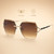 Women's Sunglasses Cat Eye Designer Diamond Cut Lens Oversized Fancy Elegant Rimless