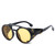 Men's Women Sunglasses Vintage Steampunk Side Shields Leather Round New Shades Gafas Lentes