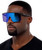 frameless sunglasses, shield sunglasses, visor sunglasses, UV400 sunglasses, sport sunglasses, cycling sunglasses, unisex sunglasses, blue mirrored sunglasses, futuristic sunglasses, single lens sunglasses, outdoor sunglasses, fashion sunglasses