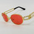 Oval Gold Metal Frame Hip Hop Pink Red Orange Oceanic Lens Migos Sunglasses Gafas Sol Lentes de Moda para Hombres Mujeres Estilo Espejuelo