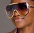 shield sunglasses, oversized sunglasses, one piece lens, gold frame sunglasses, fashion sunglasses, visor sunglasses, rimless sunglasses, statement sunglasses, festival sunglasses, futuristic sunglasses, designer inspired, trendy sunglasses