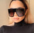 Women Men Sunglasses Designer Fashion Oversize Large Black Frame Luxury Shades