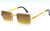 Men's Small Rectangular Sophisticated Gold Black Lens Square Rimless Eye Glasses Gafas Lentes