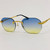 Men's Women's Sunglasses Gold Frame Rimless Hip Hop Style  Flat Lens Migos Quevo Shades