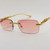Men's Sunglasses Pink Lens  Hip Hop Quavo Migos Rimless Square Frame