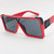 Women Men Sunglasses Red Frame Black Lens Designer Oversized Flat Lens