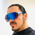 Men Women Sports  Cycling Blue Lens Sunglasses Oversize Single Lens Mirrored Shades