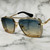 Men Designer Sunglasses Shades Gold Metal Frame Square Style Mach