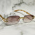 Men's Sunglasses Designer Hip Hop Quavo Migos DIAMOND Rimless Square Frame Clear Lens New Rhine Stone