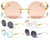 Round Rimless Sunglasses Gold Designer Fashion Style