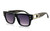 Black square  Gold  Frame with Smoke Gradient Lens Miami Style Shades Celebrity Sunglasses
