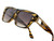 Black square  Gold  Frame with Smoke Gradient Lens Miami Style Shades Celebrity Sunglasses