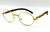 Women Wood Temple Gold Frame Oval Clear Lens Eye Glasses