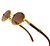 Women Wood Temple Gold Frame Oval Clear Lens Eye Glasses